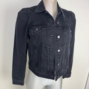 Gap Black Denim Puff Sleeve Jean Jacket Size Small NEW